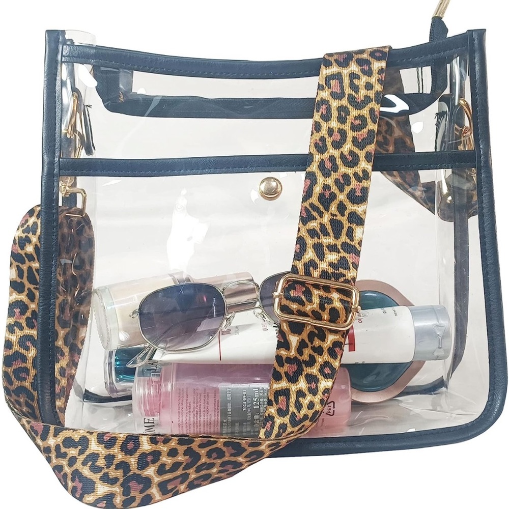 NWT: Clear Stadium Approved Black Detail Gold Hardware Crossbody Bag
